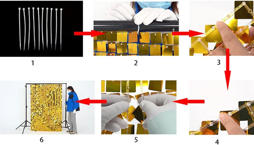 Juego de 36 paneles de fondo de pared de lentejuelas doradas brillantes - Quierox - Tienda Online