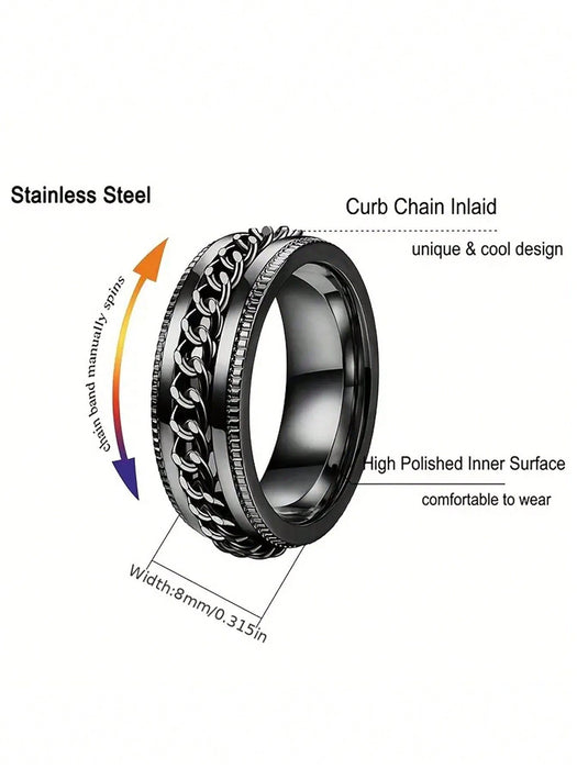Juego de 4 anillos con diseño en relieve negro - Quierox - Tienda Online