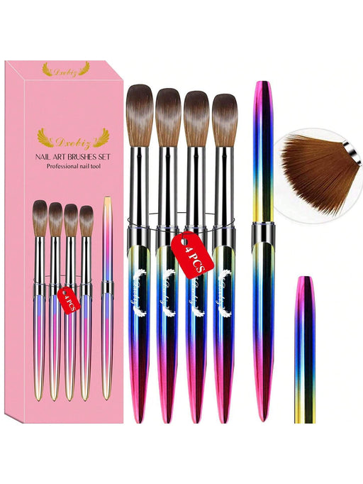 Juego De 4 Brochas Para Uñas Acrílicas, Apto Para Cepillo De Polvo Acrílico - Quierox - Tienda Online
