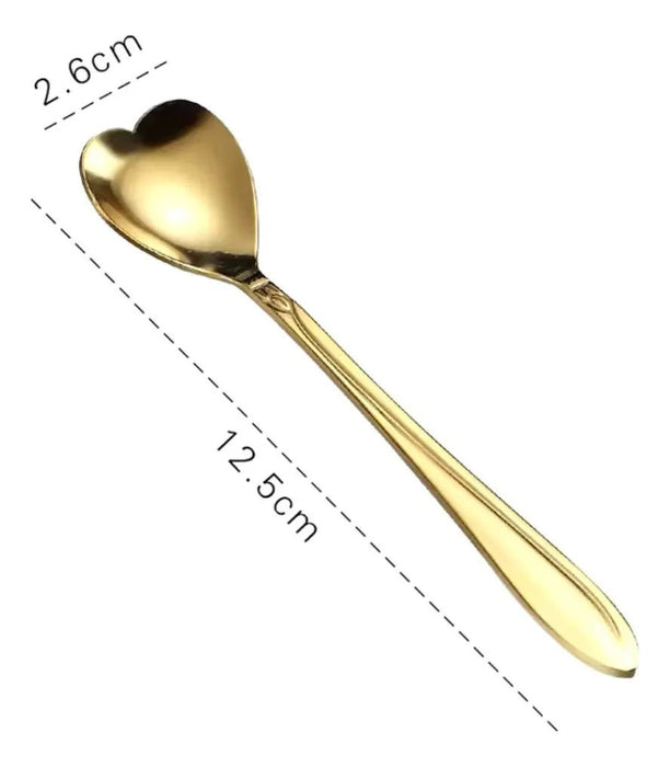 Juego de 4 cucharillas de té Corazón Dorado - Quierox - Tienda Online