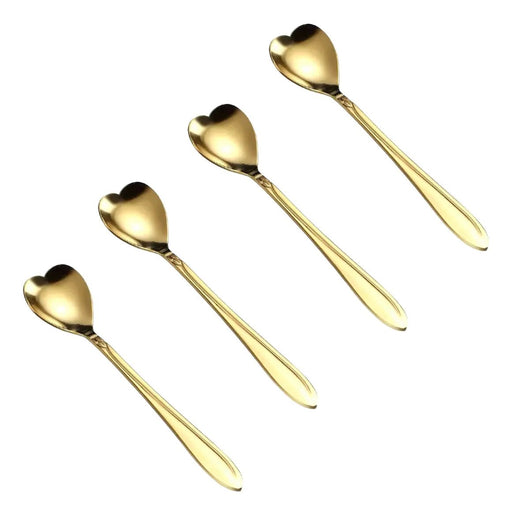 Juego de 4 cucharillas de té Corazón Dorado - Quierox - Tienda Online