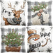 Juego de 4 fundas de cojín en gris y blanco con copos de nieve y ciervo 45 x 45 cm - Quierox - Tienda Online