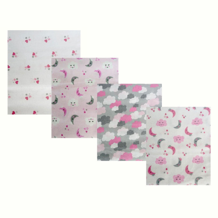 Juego de 4 mantas infantiles suave de franela con estampado de luna y nubes - Quierox - Tienda Online