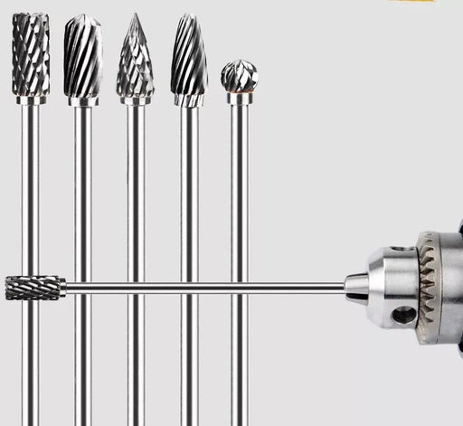 Juego de 4 piezas de rebabas largas de doble corte vástago de 3 mm (1/8") - Quierox - Tienda Online