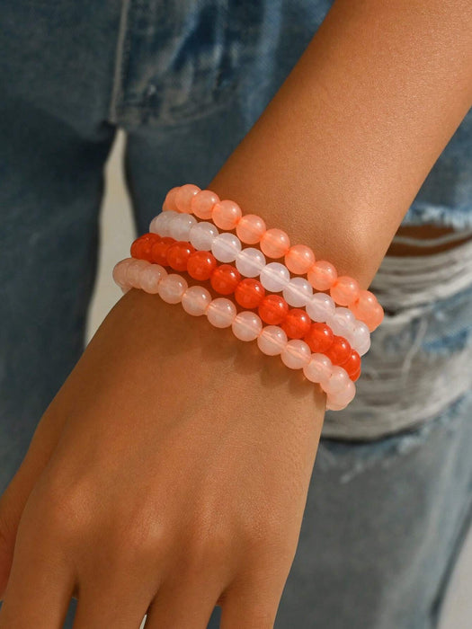 Juego de 4 pulseras de cuentas acrílicas con degradado de estilo bohemio para mujer. - Quierox - Tienda Online