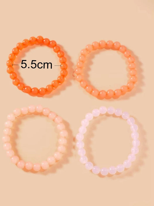 Juego de 4 pulseras de cuentas acrílicas con degradado de estilo bohemio para mujer. - Quierox - Tienda Online