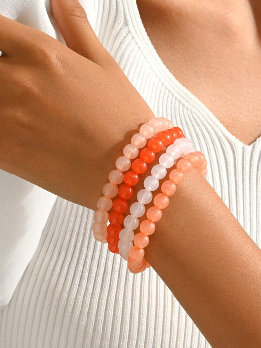 Juego de 4 pulseras de cuentas acrílicas con degradado de estilo bohemio para mujer. - Quierox - Tienda Online