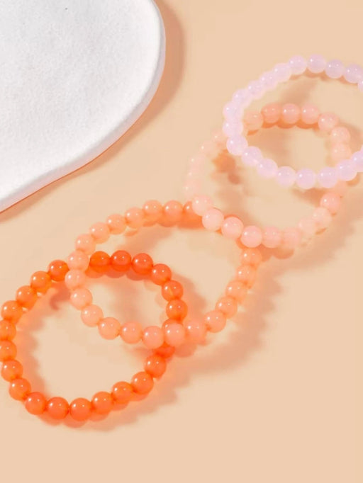 Juego de 4 pulseras de cuentas acrílicas con degradado de estilo bohemio para mujer. - Quierox - Tienda Online