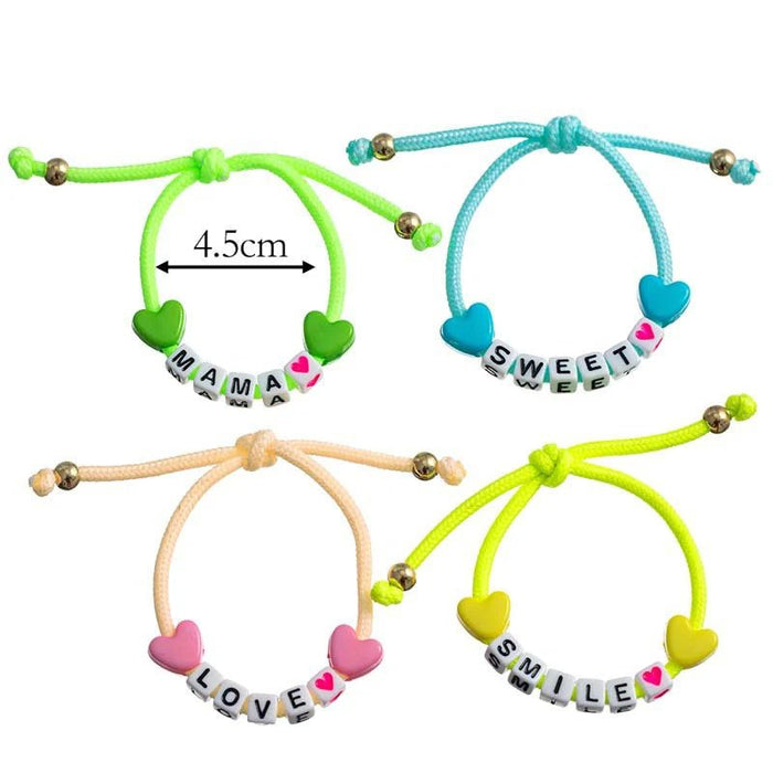 Juego de 4 pulseras de cuerda hechas a mano con palabras de amor - Quierox - Tienda Online
