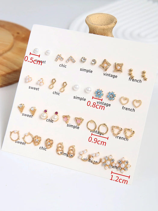 Juego de 40 pendientes colgantes con forma de corazón y flor - Quierox - Tienda Online