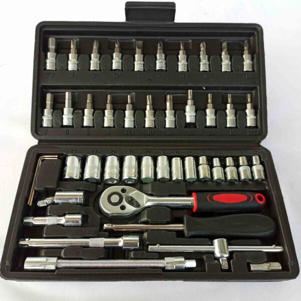Juego de 46 llaves de trinquete de 1/4" con estuche de almacenamiento - Quierox - Tienda Online