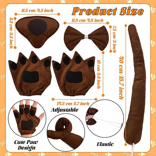 Juego de 5 accesorios de disfraz de perro marrón - Quierox - Tienda Online