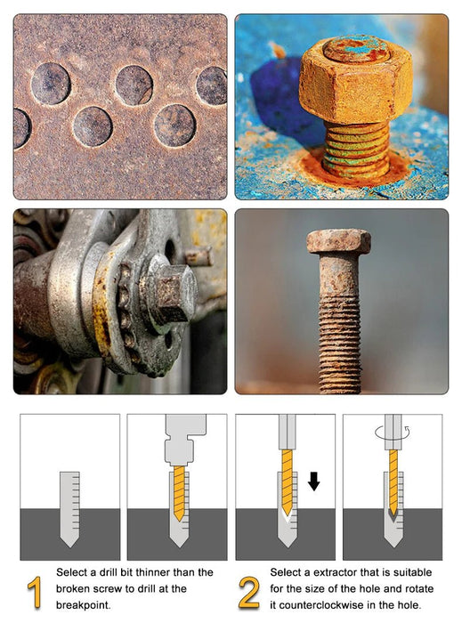 Juego de 5 extractores de tornillos de cabeza rota destornillador para extraer tornillos - Quierox - Tienda Online