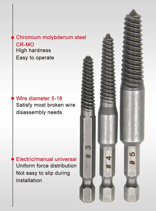Juego de 5 extractores de tornillos de cabeza rota destornillador para extraer tornillos - Quierox - Tienda Online