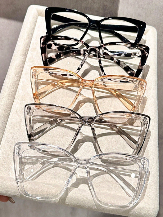 Juego de 5 gafas transparentes con montura estilo ojo de gato, elegante y minimalista. - Quierox - Tienda Online