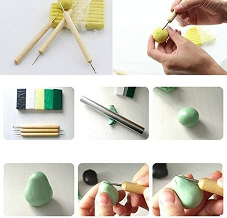  - Juego de 5 herramientas de punta de bola de madera para estampar patrones, esculpir arcilla y decorar uñas - Quierox - Tienda Online