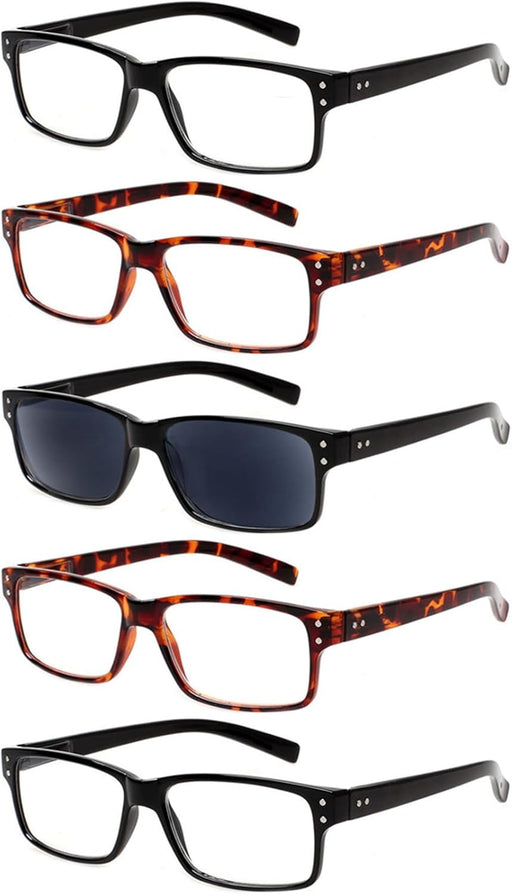 Juego de 5 pares de anteojos de lectura de calidad, con bisagras de resorte, unisex - Quierox - Tienda Online