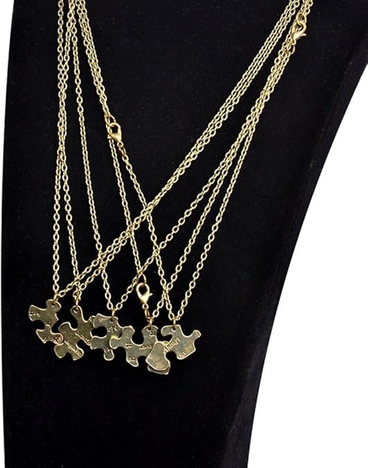 Juego de 5 piezas de collar vintage de latón antiguo con colgante de rompecabezas - Quierox - Tienda Online