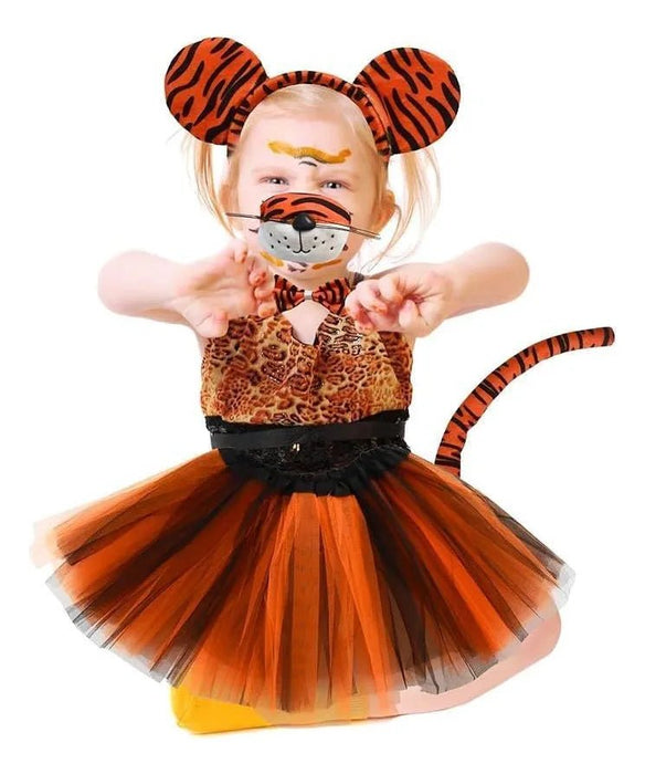 Juego de 5 piezas de disfraz de tigre, diadema de orejas de tigre, diadema para nariz - Quierox - Tienda Online