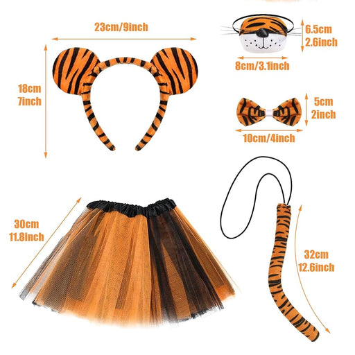 Juego de 5 piezas de disfraz de tigre, diadema de orejas de tigre, diadema para nariz - Quierox - Tienda Online
