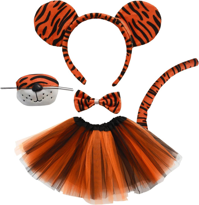 Juego de 5 piezas de disfraz de tigre, diadema de orejas de tigre, diadema para nariz - Quierox - Tienda Online