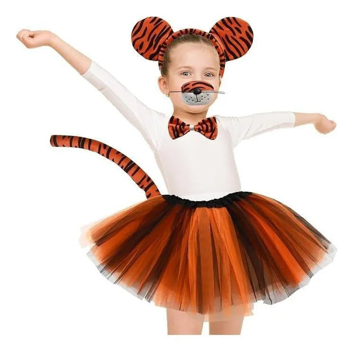Juego de 5 piezas de disfraz de tigre, diadema de orejas de tigre, diadema para nariz - Quierox - Tienda Online
