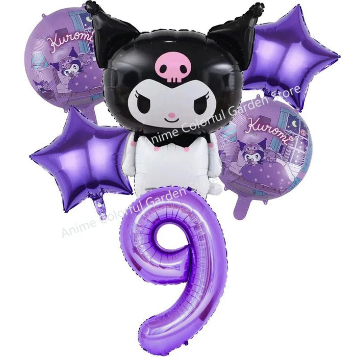 Juego de 6 globos Sanrio Kuromi para niños, bonitos globos de aire con número 9 - Quierox - Tienda Online
