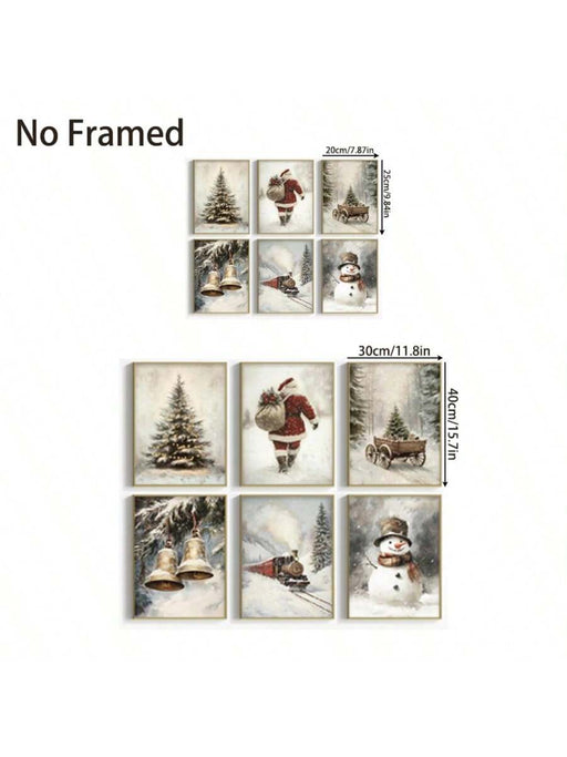 Juego de 6 lienzos navideños para pared, impresiones vintage de Papá Noel y muñeco de nieve - Quierox - Tienda Online