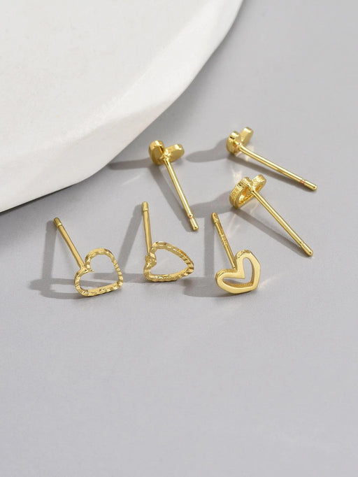 Juego de 6 pendientes con forma de corazón ahuecados para uso diario - Quierox - Tienda Online