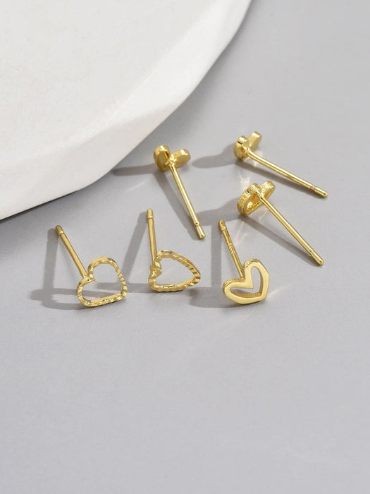 Juego de 6 pendientes con forma de corazón ahuecados para uso diario - Quierox - Tienda Online