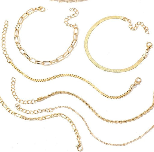 Juego de 6 pulseras de color oro para mujer delicadas apilables - Quierox - Tienda Online
