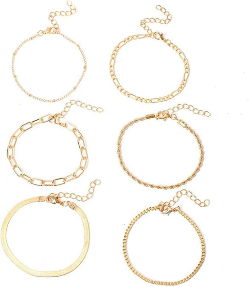 Juego de 6 pulseras de color oro para mujer delicadas apilables - Quierox - Tienda Online
