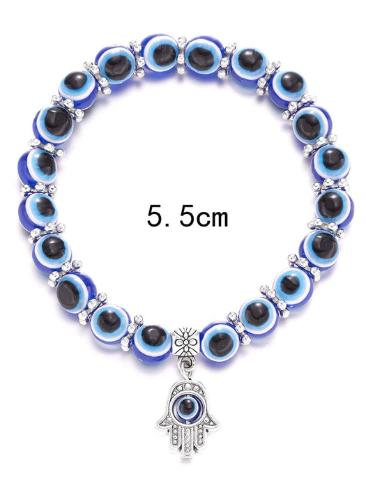 Juego de 6 pulseras de cuentas con diseño de mano de Hamsa y ojo malvado para mujer - Quierox - Tienda Online