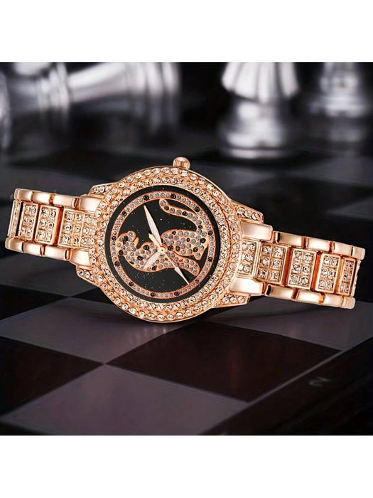 Juego de 6 relojes de mujer con diseño de leopardo y guepardo, reloj de cuarzo con diamantes de imitación - Quierox - Tienda Online