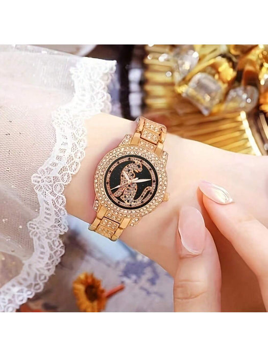 Juego de 6 relojes de mujer con diseño de leopardo y guepardo, reloj de cuarzo con diamantes de imitación - Quierox - Tienda Online
