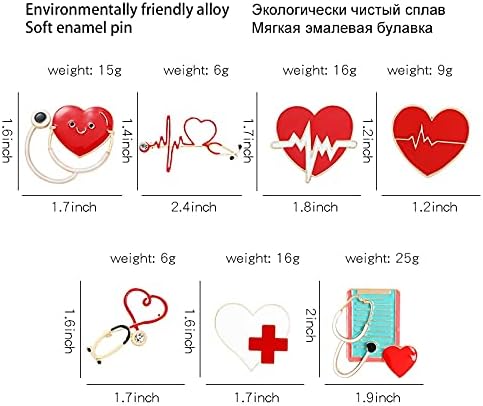 Juego de 7 Pines esmaltados de estetoscopio con latido cardíaco, electrocardiograma, broche médico - Quierox - Tienda Online