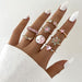 Juego de 8 anillos apilables, Rose con circonita cúbica, color dorado y rosa - Quierox - Tienda Online