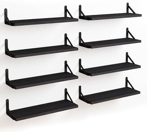 Juego de 8 Estantes flotantes de 12 cm de ancho de madera rústica - Quierox - Tienda Online