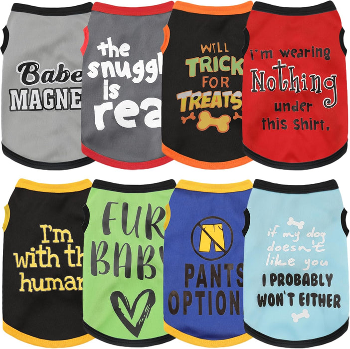 Juego de 8 piezas de camisas para perros con divertidos patrones - Quierox - Tienda Online