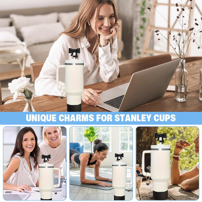 Juego de accesorios para vasos, 9 Uds., incluye tapón a prueba de derrames, cadena con dije de lazo de paja, cubierta de paja - Quierox - Tienda Online
