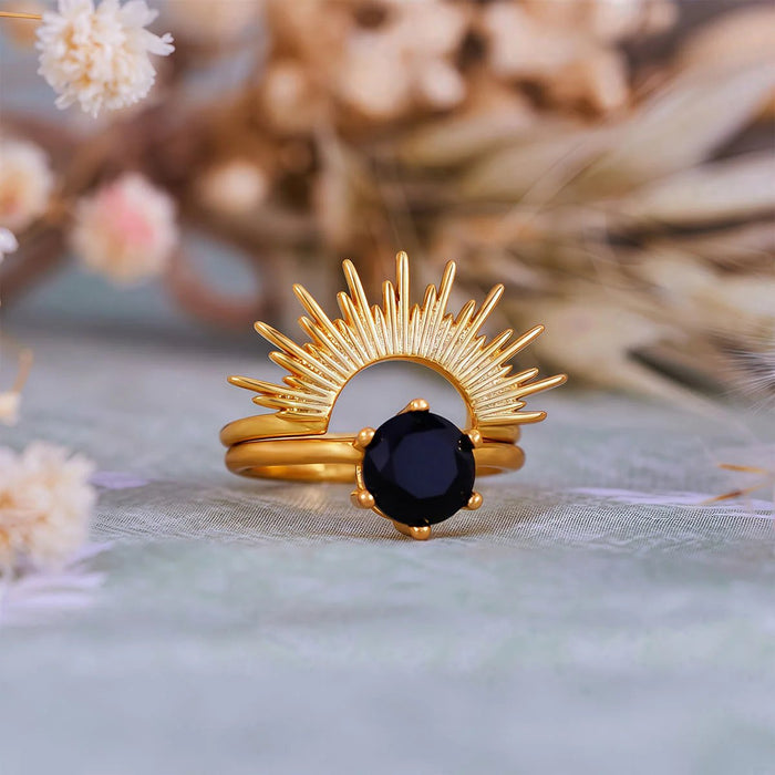 Juego de anillos con diseño de rayos de sol - Quierox - Tienda Online