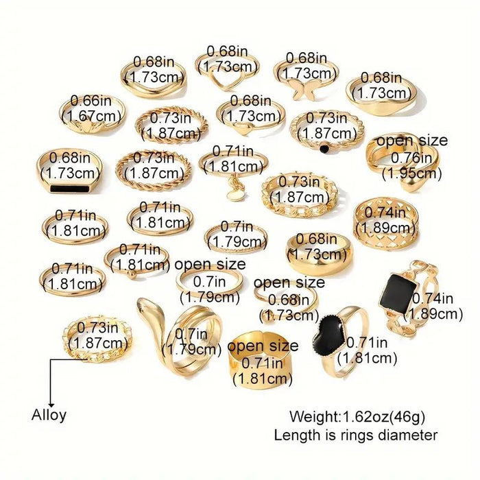 Juego de anillos de aleación de estilo punk vintage para mujeres - Quierox - Tienda Online