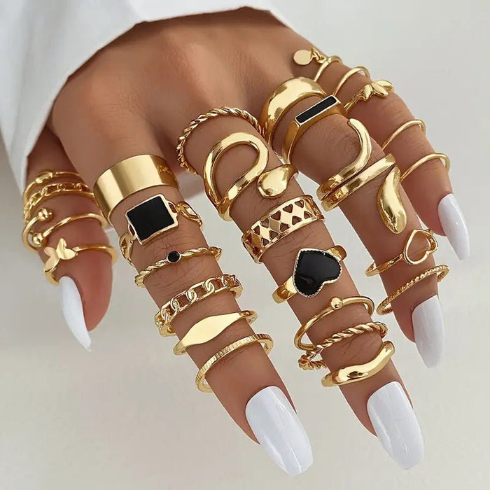 Juego de anillos de aleación de estilo punk vintage para mujeres - Quierox - Tienda Online