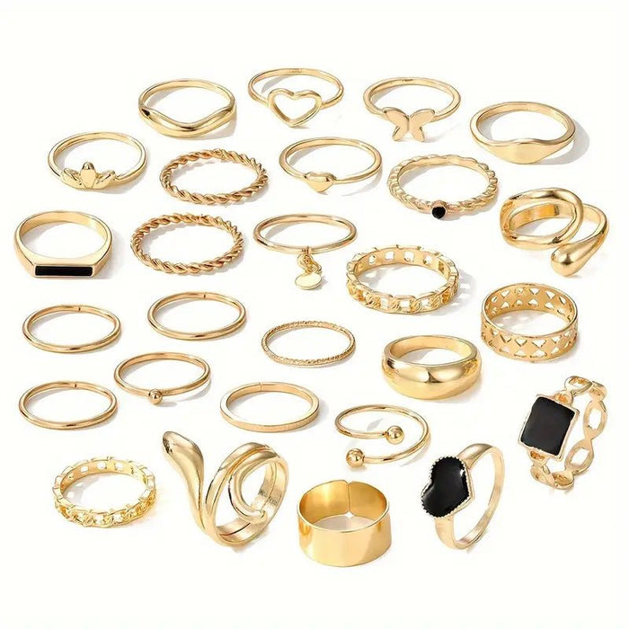 Juego de anillos de aleación de estilo punk vintage para mujeres - Quierox - Tienda Online