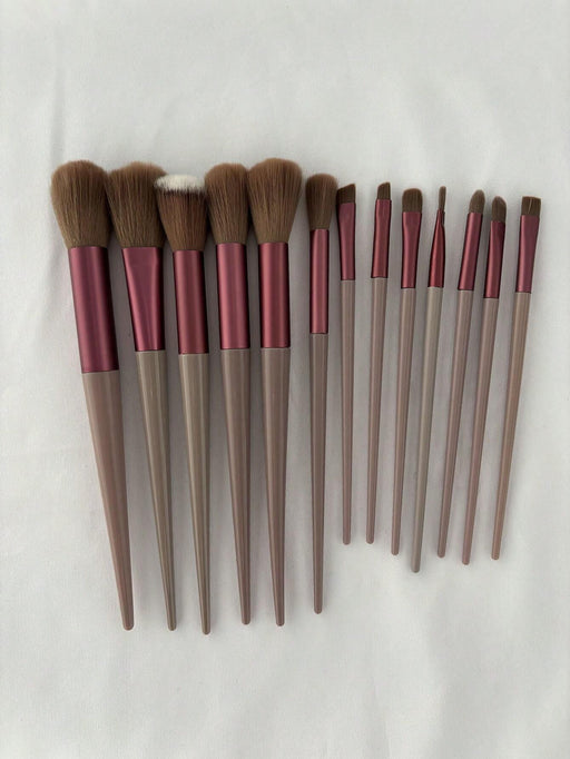 Juego de brochas de maquillaje de color café con leche de 13 piezas - Quierox - Tienda Online