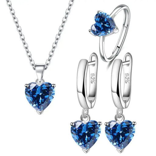 Juego de Collar Con Colgante En Forma De Corazón, Pendientes De Gota Y Anillo - Quierox - Tienda Online