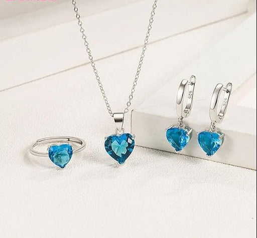 Juego de Collar Con Colgante En Forma De Corazón, Pendientes De Gota Y Anillo - Quierox - Tienda Online