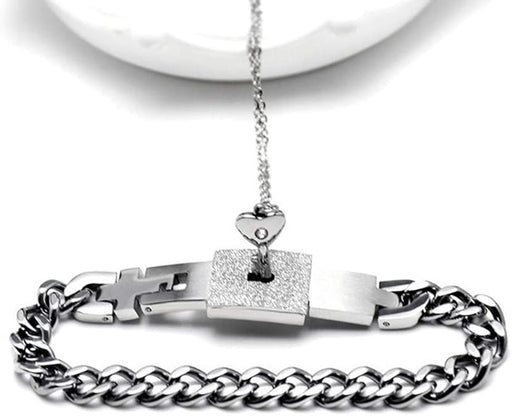 Juego de collar y pulsera para parejas con cierre de corazón para parejas, joyería de moda - Quierox - Tienda Online