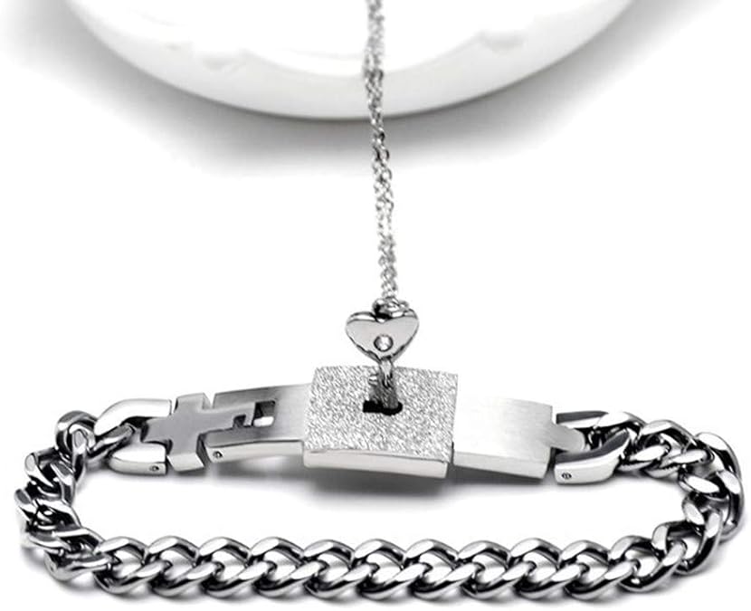 Juego de collar y pulsera para parejas con cierre de corazón para parejas, joyería de moda - Quierox - Tienda Online