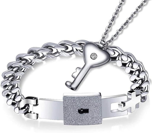 Juego de collar y pulsera para parejas con cierre de corazón para parejas, joyería de moda - Quierox - Tienda Online